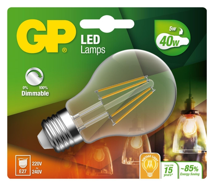 GP LED Lamp Klassiek Gloeidraad, E27, DIM, 5W (40W), 470lm in de groep HOME ELECTRONICS / Verlichting / LED-lampen bij TP E-commerce Nordic AB (D14216)