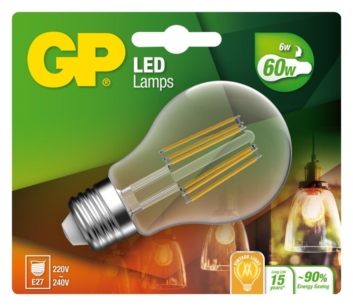 GP LED Lamp Klassiek Gloeidraad, E27, 6W (60W), 806lm in de groep HOME ELECTRONICS / Verlichting / LED-lampen bij TP E-commerce Nordic AB (D14217)