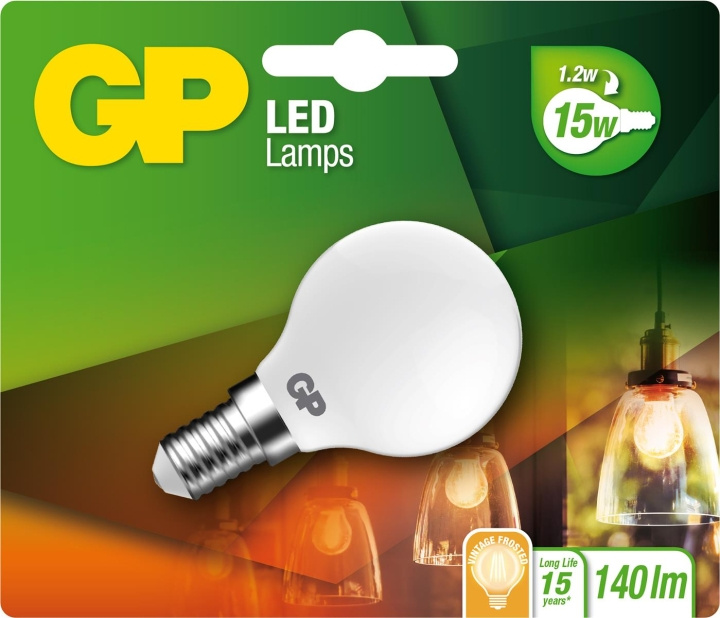 GP LED Lamp Filament Frozen Mini Globe, E14, 1.2W (15W), 136lm in de groep HOME ELECTRONICS / Verlichting / LED-lampen bij TP E-commerce Nordic AB (D14221)