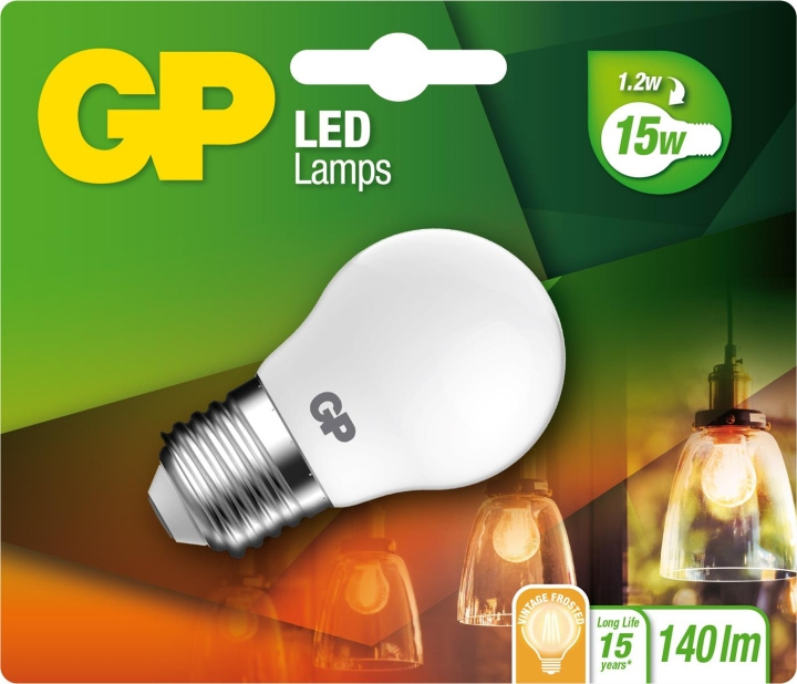 GP LED Lamp Filament Frozen Mini Globe, E27, 1.2W (15W), 136lm in de groep HOME ELECTRONICS / Verlichting / LED-lampen bij TP E-commerce Nordic AB (D14222)