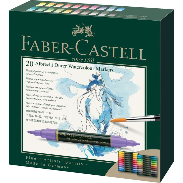 Faber-Castell Albrecht Dürer aquarelmarker, portemonnee van 20 in de groep SPORT, VRIJE TIJD & HOBBY / Hobby / Schilderen & tekenen / Kunstenaarkleuren / Aquarelkleuren bij TP E-commerce Nordic AB (D14288)