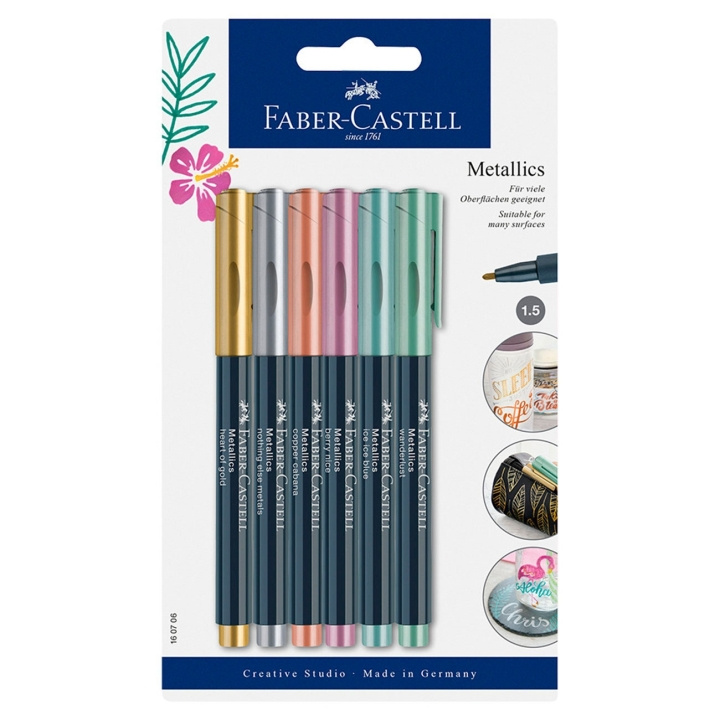 Faber-Castell Metallics Marker, 6 stuks (160706) in de groep SPORT, VRIJE TIJD & HOBBY / Hobby / Schilderen & tekenen / Pennen, kleurpotloden en inkt bij TP E-commerce Nordic AB (D14295)