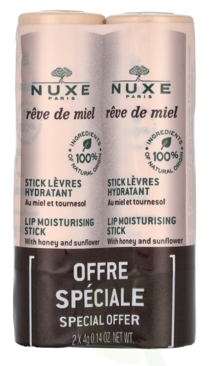 Nuxe Reve De Miel Lip Moisturizing Stick Duo Set 8 g 2x4gr in de groep BEAUTY & HEALTH / Makeup / Lippen / Lippenbalsem bij TP E-commerce Nordic AB (D14528)