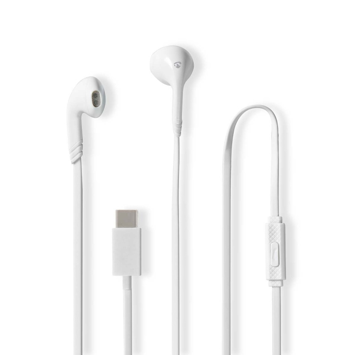 Nedis Trådbundna Hörlurar | USB-C™ | Kabellängd: 1.20 m | Inbygd mikrofon | Volymkontroll | Vit in de groep HOME ELECTRONICS / Audio & Beeld / Koptelefoon & Accessoires / Koptelefoon bij TP E-commerce Nordic AB (D14660)