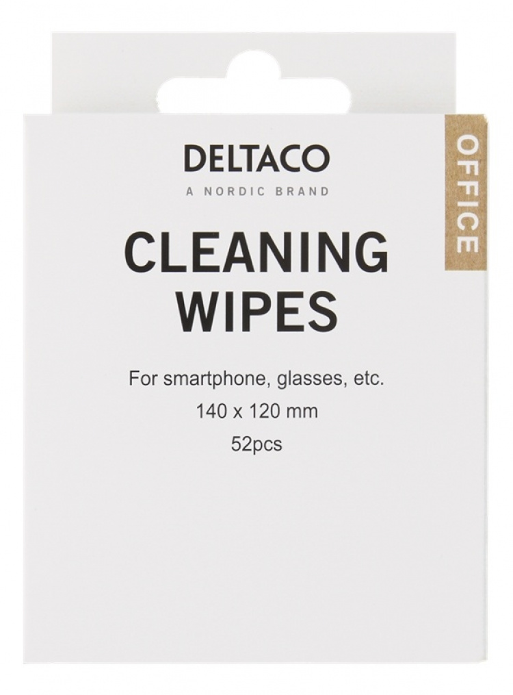 DELTACO Office cleaning wipes for smartphone, 1-pack 52pcs DELTACO Office cleaning wipes for smartphone, 1-pack 52pcs